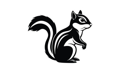 Black and white chipmunk silhouette