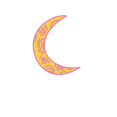 Moon crescent shape cute illustration pink 