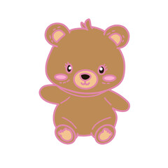 Teddy bear cute kawaii flat illustration 