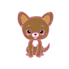 Cute kawaii dog flat hand drawn illustration png 
