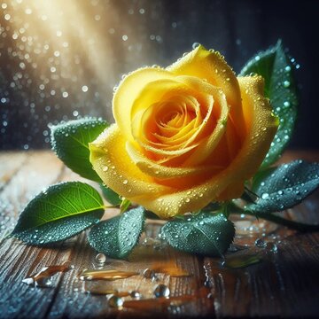 Roses jaunes, ambiance chaleureuse et authentique, charme rustique