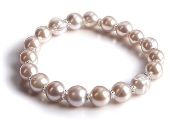 Obraz premium Luxurious pearl necklace with a shimmering luster, perfectly arranged, isolated on white.