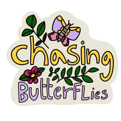 Chasing butterflies spring sticker png 