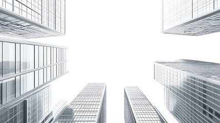 Isolated skyscraper buildings on a white background, 3d rendering