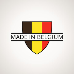 Made in Belgium - coat of arms with Belgian flag