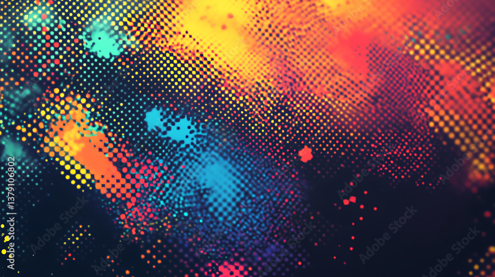 Leinwandbilder artistic pattern bitmap texture, halftone gradient abstraction, 8 bit pixel retro art