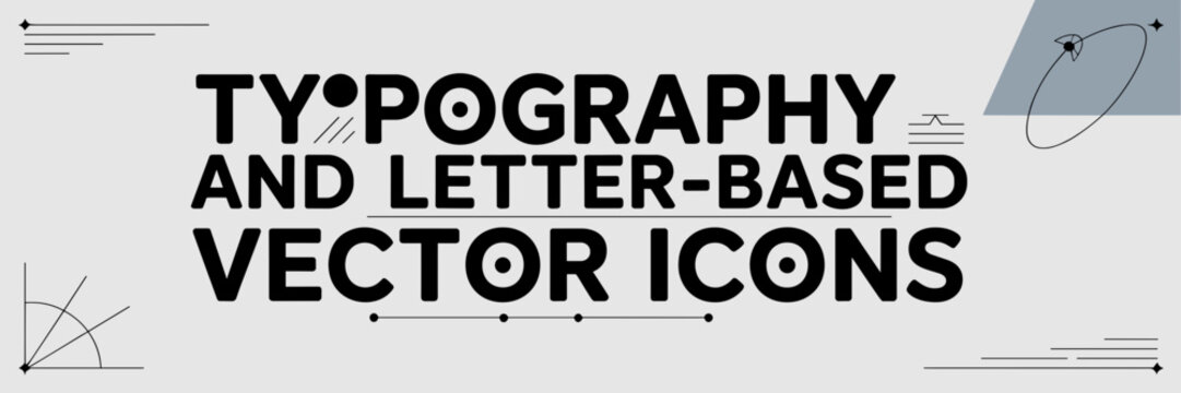 Minimalist vector illustration of bold typography and letter-based icons