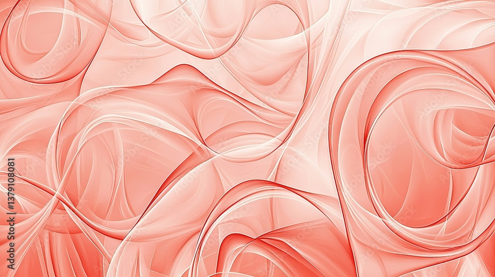 Poster a close-up of a computer-generated image featuring pink and white background with swirls and curves