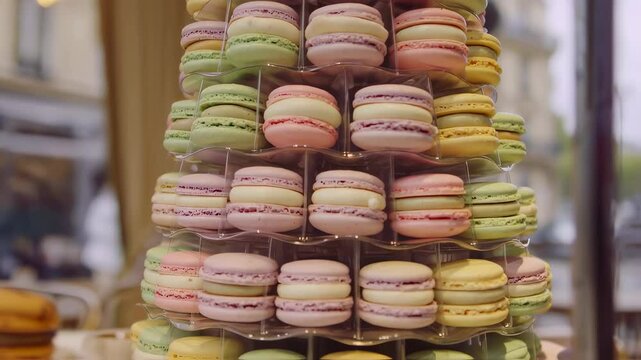 Colorful Tower of Macarons in Paris