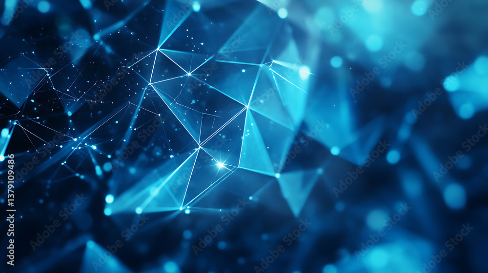 Poster background for an information technology company or background with blue triangles