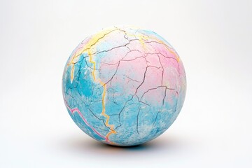 A cracked, pastel-colored globe symbolizes environmental fragility and the urgent need for global climate action.