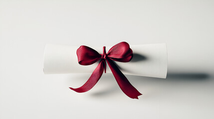Elegant White Scroll Tied with a Burgundy Bow Celebrating Achievement and Success