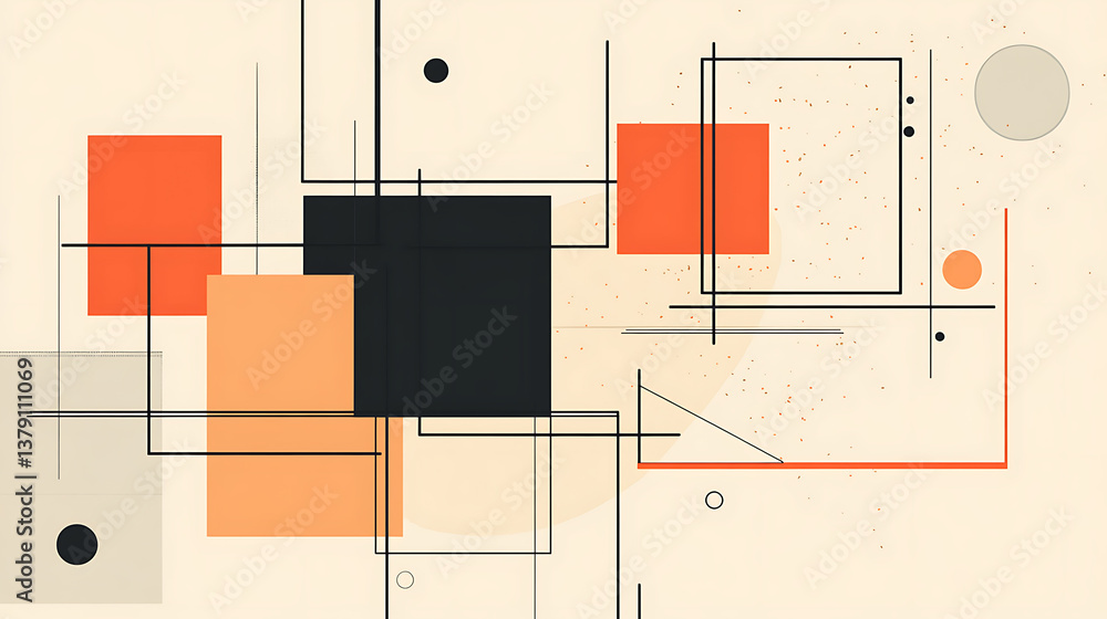 Aufkleber line art of simple geometric shapes like squares and lines minimalist design for technology or busin