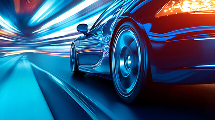 Banner of a generic and unbranded sport car running, illustration