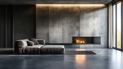 Loft interior design of modern living room with tv