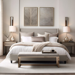 modern bedroom interior with white bed
