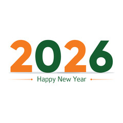 Happy new year 2026 design with colorful truncated number illustrations.