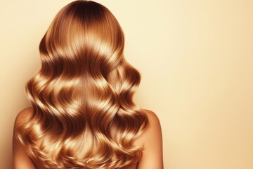Naklejka premium A woman with stunning, bronzed hair that is frizzy and flows beautifully is the subject of this portrait