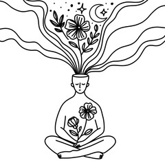 Mental Health line art healing journey png 