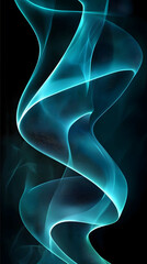 A blue light with curves glowing in the dark with highdefinition wallpaper black background abstract art style dynamic lines and curves cool tones high contras