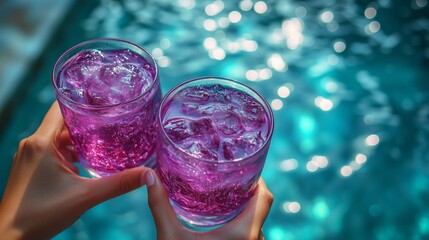 Refreshing Purple Drinks by the Pool