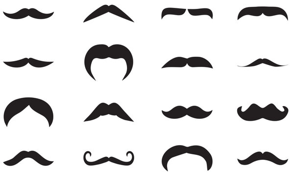 set of mustaches. Mustache icon collection. Set of black man mustache icons. Mustache collection set