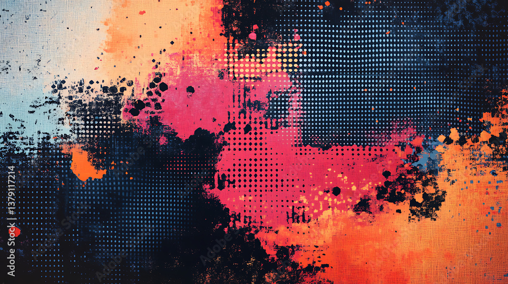 Aufkleber Merge the traditional canvas texture with a pixelated digital effect for a modern, tech inspired appearance