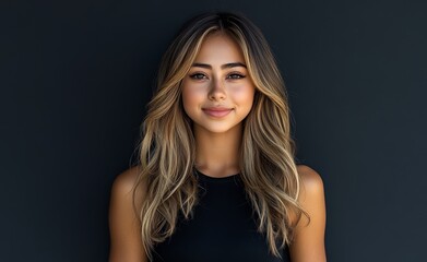 Naklejka premium The blonde girl, with her long and shiny wavy locks, embodies beauty, while a beautiful woman model sports a curly hairstyle, epitomizing fashion, cosmetics, and makeup