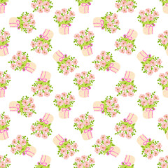 Obraz premium Pink Floral Bouquet Seamless Pattern