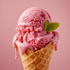 strawberry ice cream cone