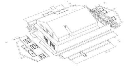 residential house plan 3d illustration