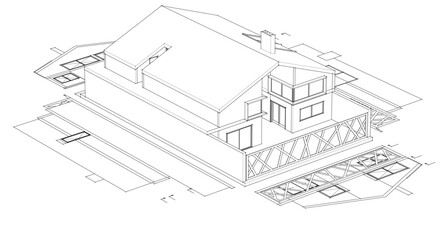 residential house plan 3d illustration