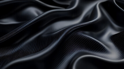 Black rubber-coated technical fabric texture with light reflections and shadows