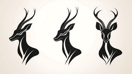 Obraz premium Minimalist antelope line art logo set HD images