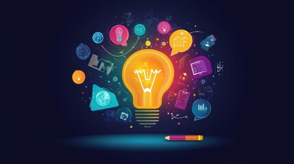 Illuminated lightbulb concept, ideas, innovations, business, digital strategy