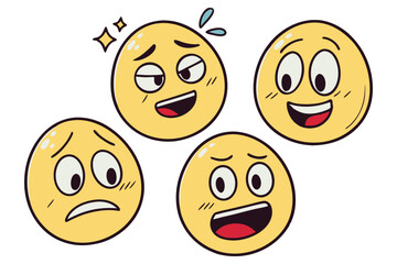set of funny cartoon smileys