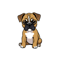 Obraz premium Boxer dog baby illustration icon on white background. Generative AI