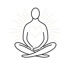 Self love line art illustration png icon yoga open heart 