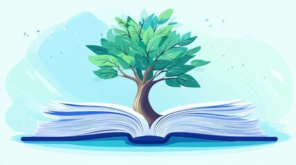 Open Book with Tree, Educational Concept, Inspiration, Growth