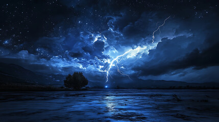 Monsoon inverted in to space, photograph, cinematic lighting, lightning in the night