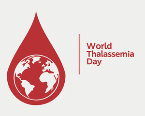 Simple World Thalassemia Day design with a clear message and blood drop.