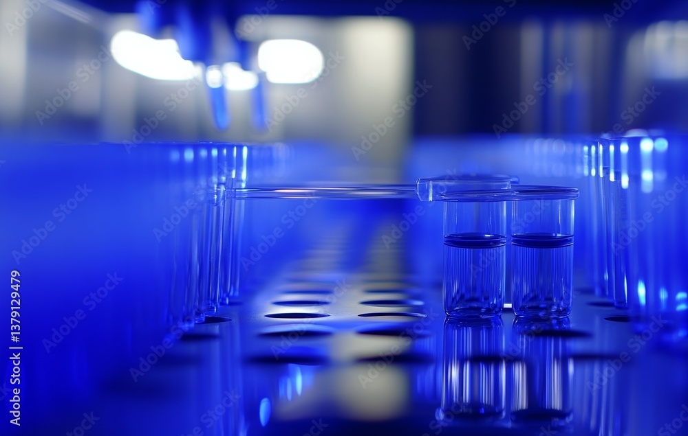 Poster a pipette is adding fluid to one of several test tubes