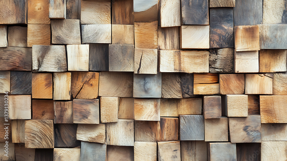 Poster natural wooden slats arrangement rustic texture background pattern