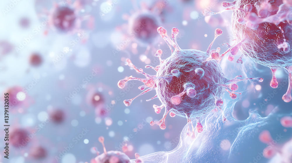 Leinwandbilder neurons and nervous system captivating 3d microbiology render banner with copy space