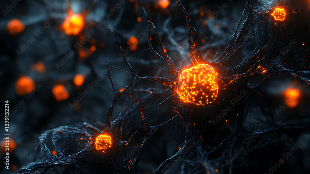 Aufkleber neuroplasticity concept, featuring glowing brains interconnected with abstract wiring, brain's incre