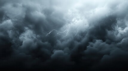Obraz premium Black storm clouds with lightnings and smoke isolated on white background.
