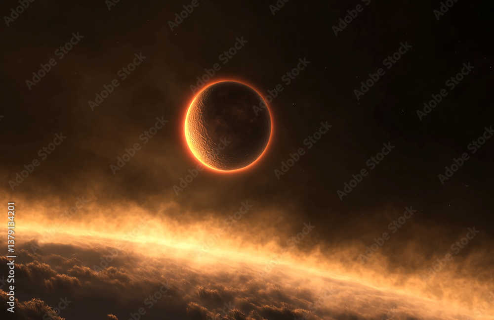 Poster amazing solar eclipse astronomy space nebula galaxy outer space cosmic event planet view 100 charact