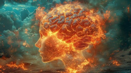 Fiery Brain Abstract