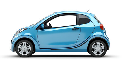 Fototapeta premium Blue generic and unbranded city car isolated on a white background