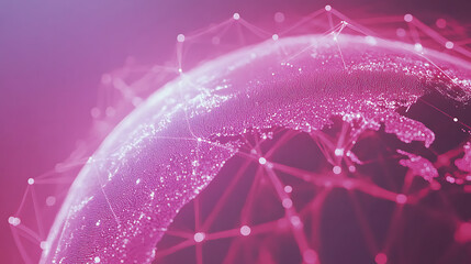 World globe with connected dots symbolizing global connection, communication and network
